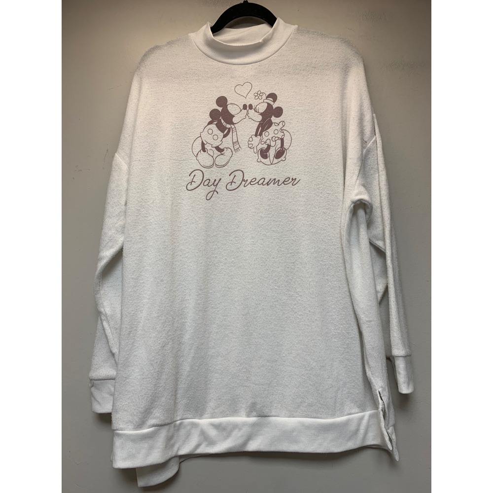 Disney Mickey Minnie‎ Sweatshirt Womens Medium White Good Day Dreamer Oversized